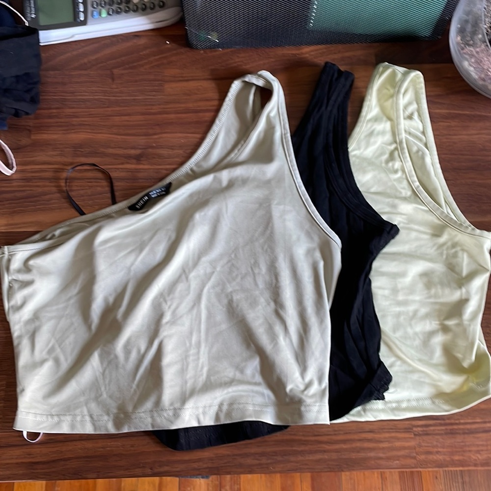 Shein 3 pack one shoulder tops